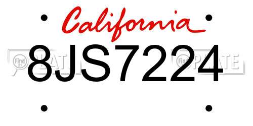 8JS7224 California License Plate
