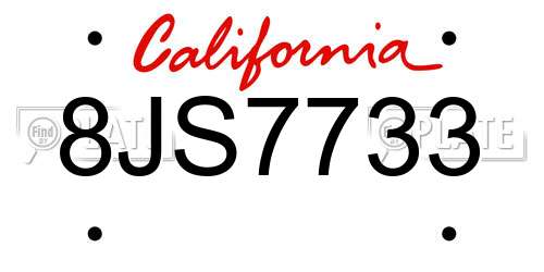 8JS7733 California License Plate