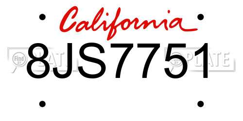 8JS7751 California License Plate