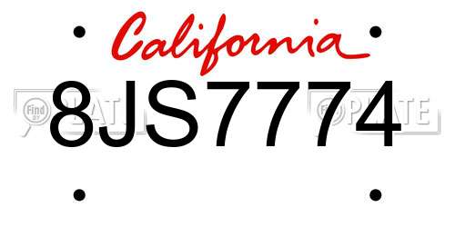 8JS7774 California License Plate