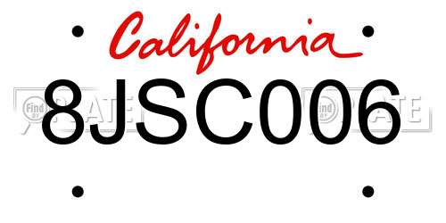 8JSC006 California License Plate