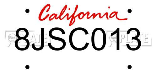 8JSC013 California License Plate