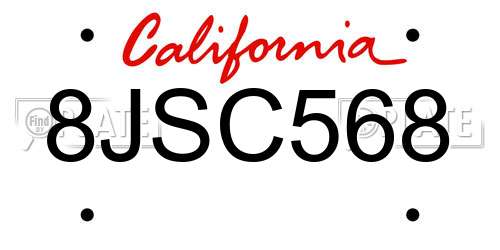 8JSC568 California License Plate