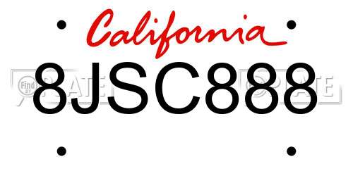 8JSC888 California License Plate