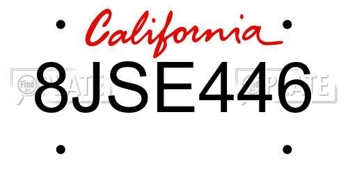 8JSE446 California License Plate