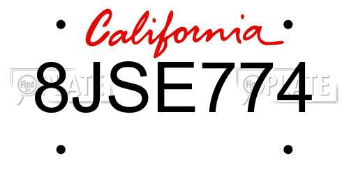 8JSE774 California License Plate