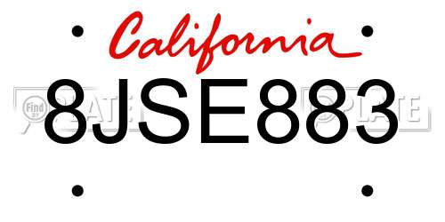 8JSE883 California License Plate