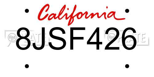 8JSF426 California License Plate