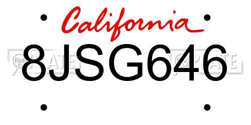 8JSG646 California License Plate