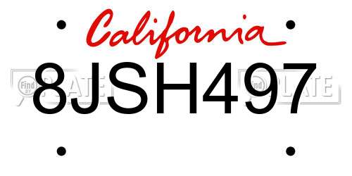 8JSH497 California License Plate