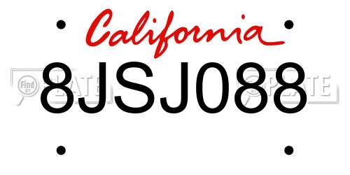 8JSJ088 California License Plate