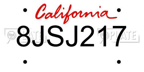 8JSJ217 California License Plate