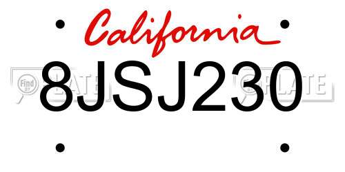 8JSJ230 California License Plate
