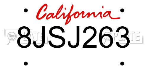 8JSJ263 California License Plate