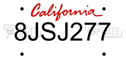 8JSJ277 California License Plate