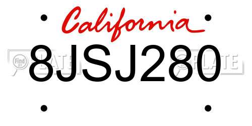 8JSJ280 California License Plate