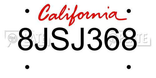 8JSJ368 California License Plate