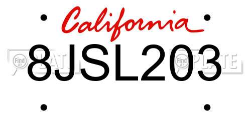 8JSL203 California License Plate