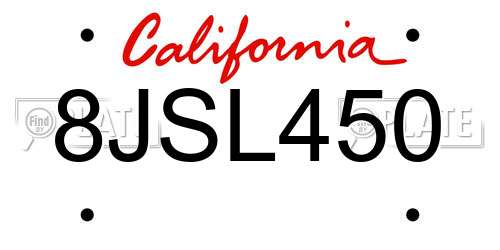 8JSL450 California License Plate