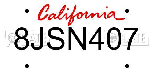8JSN407 California License Plate