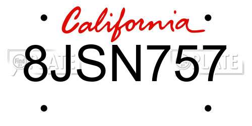 8JSN757 California License Plate