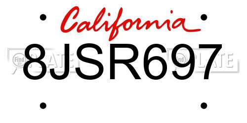 8JSR697 California License Plate