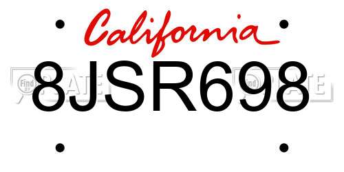 8JSR698 California License Plate