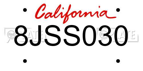 8JSS030 California License Plate