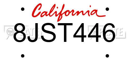 8JST446 California License Plate