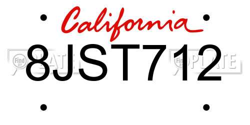8JST712 California License Plate