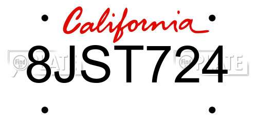 8JST724 California License Plate