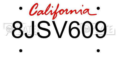 8JSV609 California License Plate