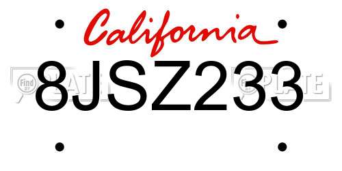 8JSZ233 California License Plate