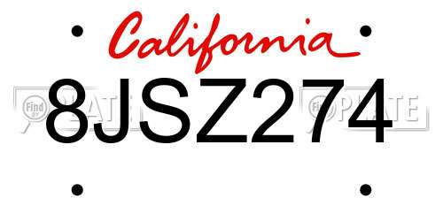 8JSZ274 California License Plate