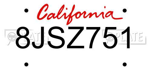 8JSZ751 California License Plate