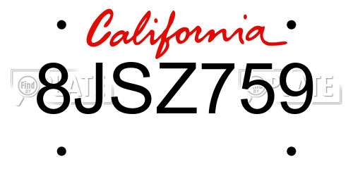 8JSZ759 California License Plate