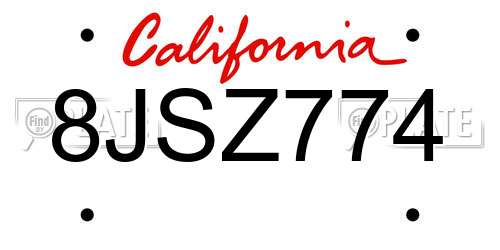 8JSZ774 California License Plate