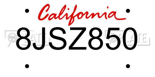 8JSZ850 California License Plate