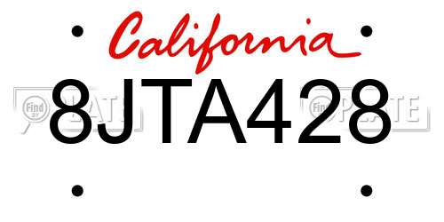 8JTA428 California License Plate