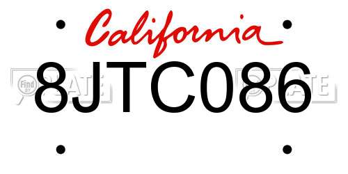 8JTC086 California License Plate