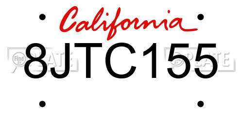 8JTC155 California License Plate