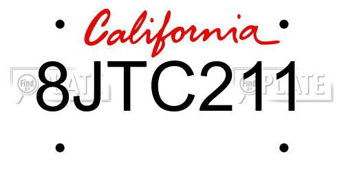 8JTC211 California License Plate