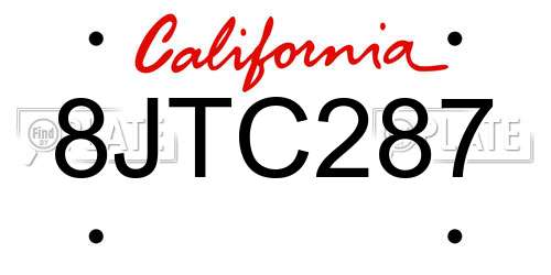 8JTC287 California License Plate