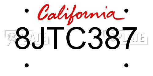 8JTC387 California License Plate