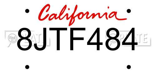 8JTF484 California License Plate