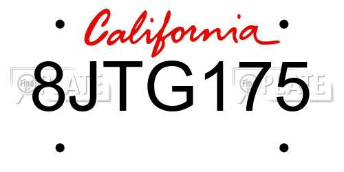 8JTG175 California License Plate