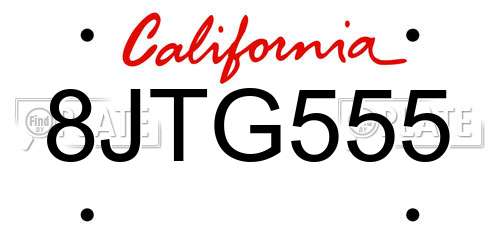 8JTG555 California License Plate