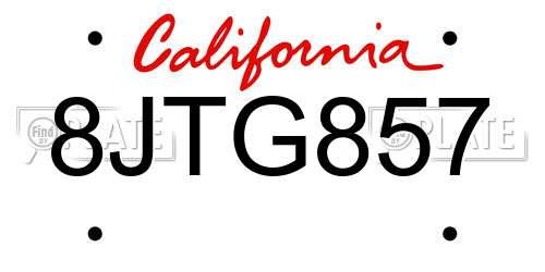 8JTG857 California License Plate