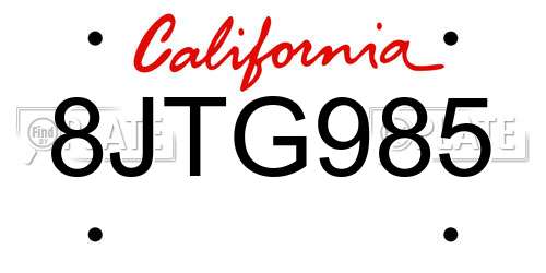 8JTG985 California License Plate