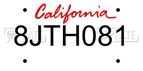 8JTH081 California License Plate